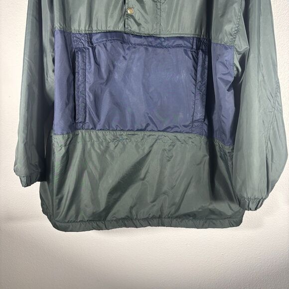 Vintage Mens 1/4 Zip Blue Green Pull Over Fleece Lined Wind Breaker Jacket Large - Picture 3 of 9
